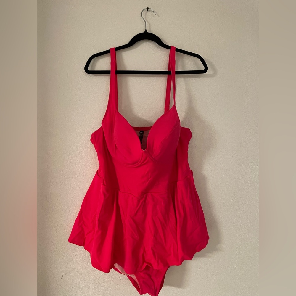 Torrid Hot Pink Peplum One Piece Swimsuit